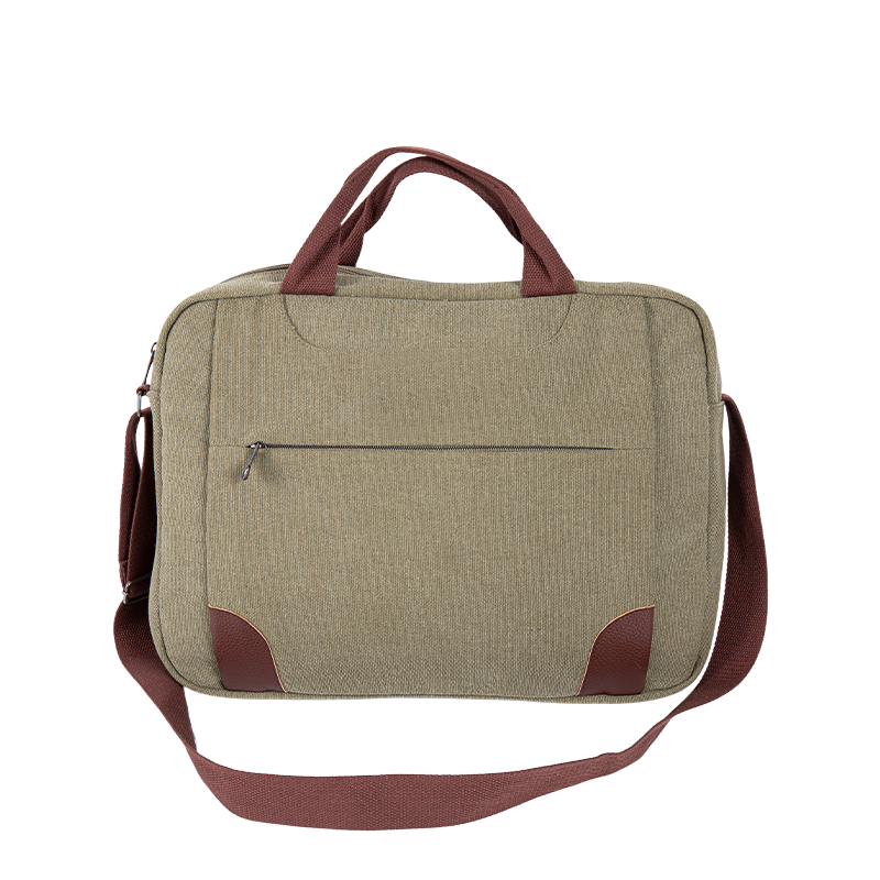 Laptop messenger bag - canvas crossbody schoudertas met meerdere compartimenten - groen