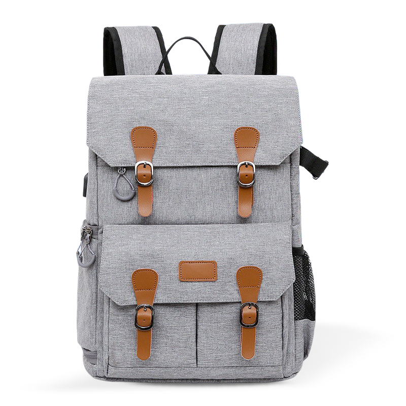 Grote camera-apparatuur rugzak met waterdichte regenhoes, geschikt voor 15,6-inch laptop en DSLR-camera's (donkergrijs)